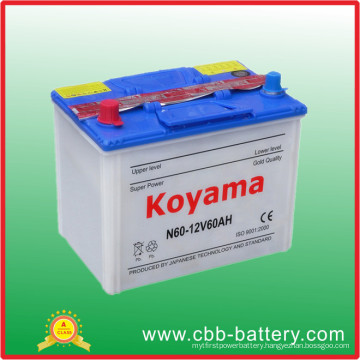 N60-60ah 12V Dry Cell Battery Without Acid Water Dry Charged Battery